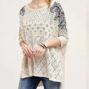 ANTHROPOLOGIE KNITTED & KNOTTED M/L BUT FITS MORE LIKE L/XL. OPEN WEAVE SWEATER